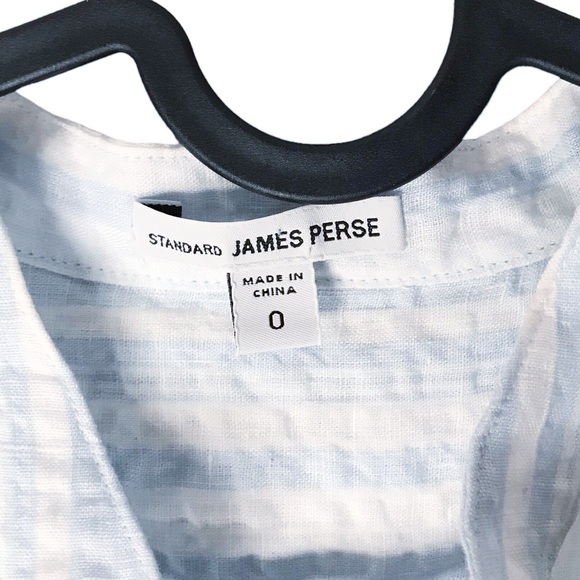 Small Oversized 100% Linen Standard James Perse Blouse Shirt Button Up Stripes - Picture 6 of 14